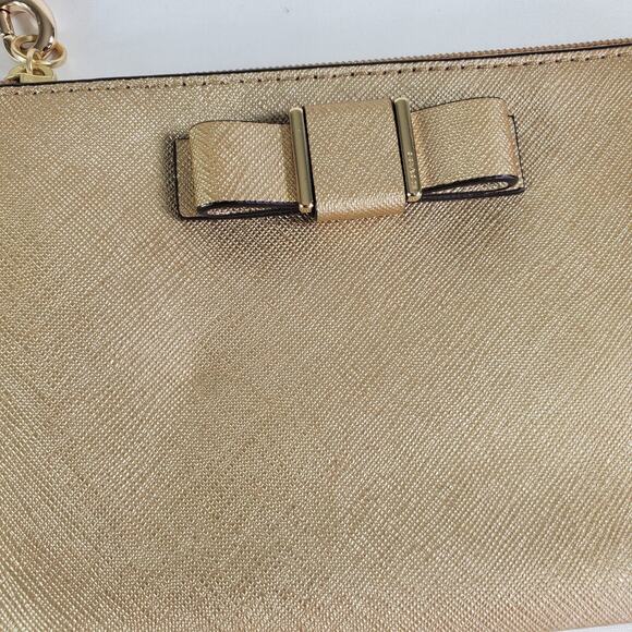Coach Small Wristlet Wallet Clutch Gold Tone Saffiano Leather - Picture 3 of 10